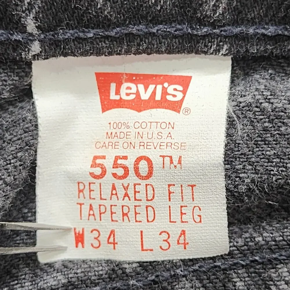 Vintage Levi's Jeans Mens W32* L34‎ Black 550 Relaxed Fit Tapered Leg Casual